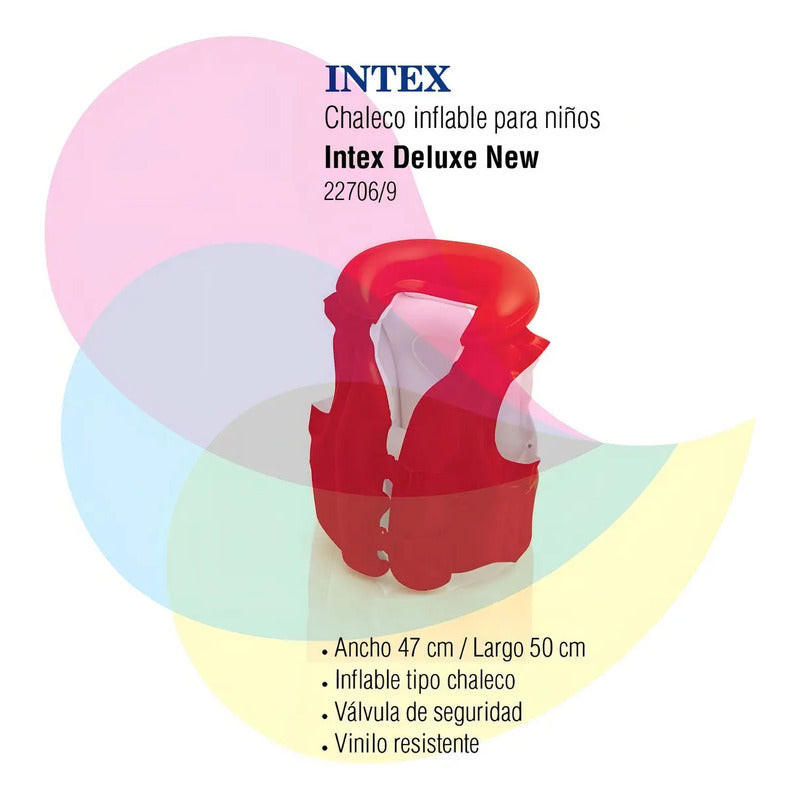 Chaleco Inflable Intex Deluxe Rojo Para Niños