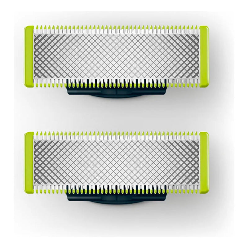Philips One Blade | Cuchillas De Repuesto De Acero Inoxidable | Ajustable A Todos Los Mangos Oneblade | 2 Pzs | Qp220/51 Verde