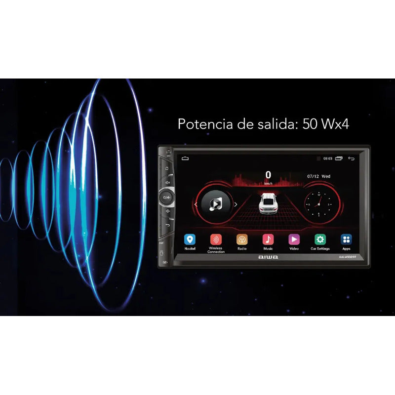 Radio Para Auto Aiwa Aw-a502bt 2 Din Android Touch Hd De 7'' Color Negro