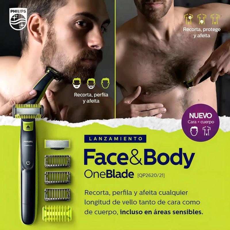 Afeitadora Oneblade Para Cara + Cuerpo Philips Qp2824/10 Color Verde Lima