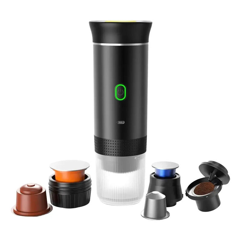 Cafetera Portátil Maquina Expresso 3 En 1 Mini Recargable Color Negro