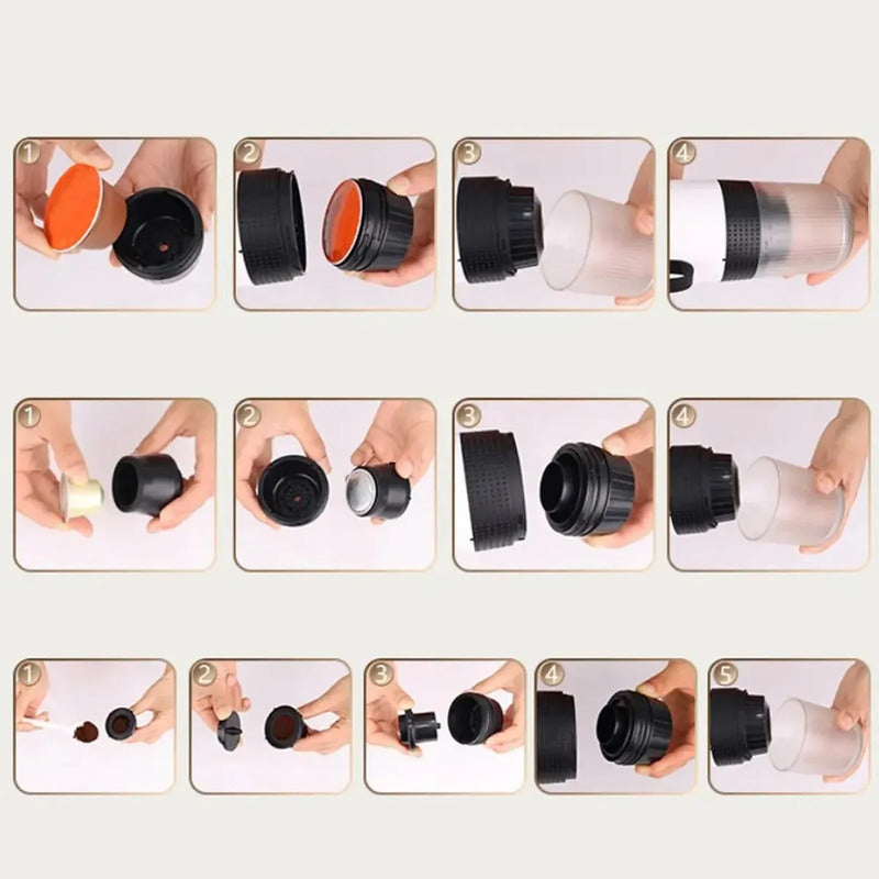 Cafetera Portátil Maquina Expresso 3 En 1 Mini Recargable Color Negro