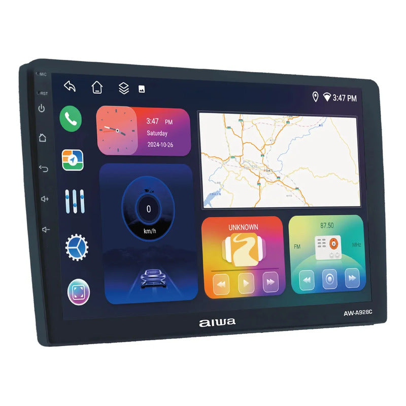 Radio Multimedia Para Auto Aiwa 2 Din Qled 9  Android 11 Con Carplay, Android Auto Y 4g Aw-a928c Negro