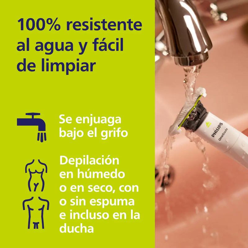 Philips Oneblade Intimate Mod. Qp1924/10 Uso En Seco Y Húmedo, Recargable, Peine Doble Dirección, Cuchilla Skinprotect, Depila Cualquier Longitud De Vello Blanco
