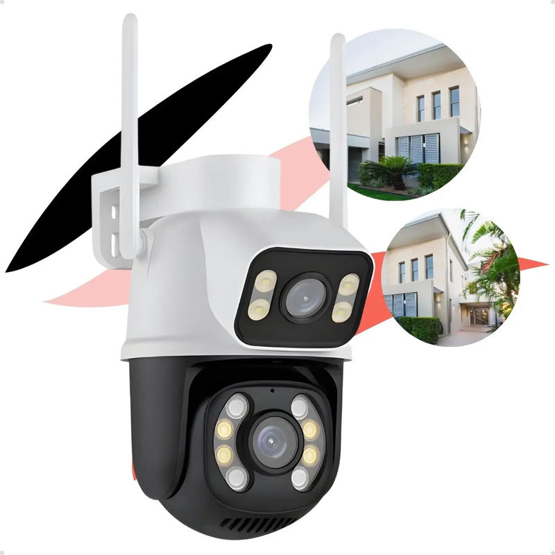 Cámara Wi-fi Con Doble Lente Y Pantalla 360 Impermeable 6 Mp Blanco