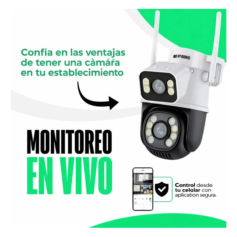 Cámara Ptz Wi-fi Con Doble Lente Y Pantalla 360 5g, Impermeable, 6 Mp, Color Blanco