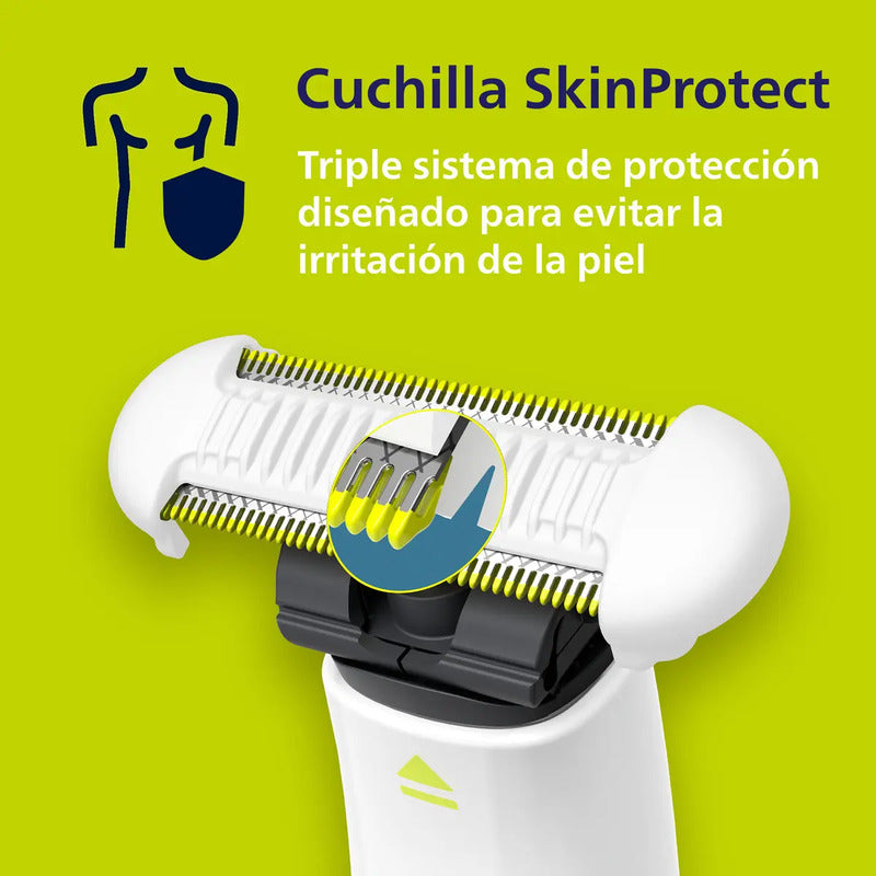 Philips Oneblade Intimate Mod. Qp1924/10 Uso En Seco Y Húmedo, Recargable, Peine Doble Dirección, Cuchilla Skinprotect, Depila Cualquier Longitud De Vello Blanco