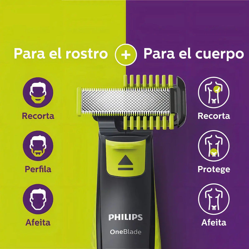 Afeitadora Oneblade Para Cara + Cuerpo Philips Qp2824/10 Verde Lima