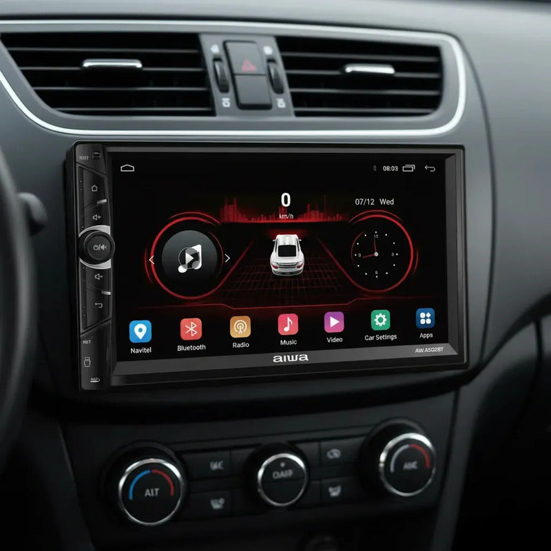 Radio Para Auto Aiwa Aw-a502bt 2 Din Android Hd De 7'' Negro