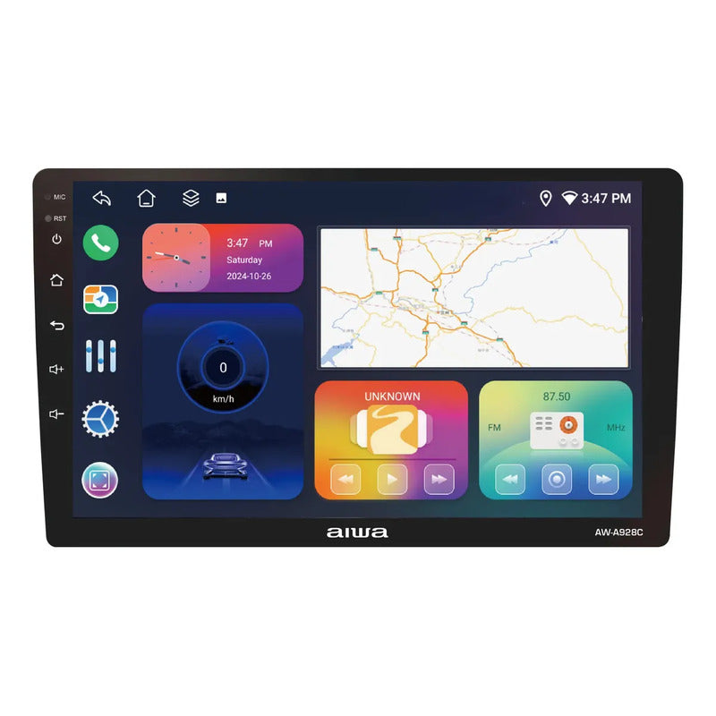 Radio Multimedia Para Auto Aiwa 2 Din Qled 9  Android 11 Con Carplay, Android Auto Y 4g Aw-a928c Negro