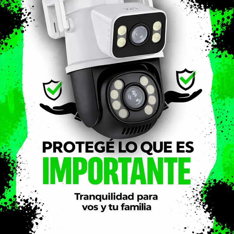 Cámara Ptz Wi-fi Con Doble Lente Y Pantalla 360 5g, Impermeable, 6 Mp, Color Blanco
