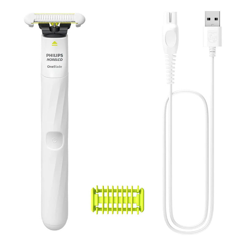 Philips Oneblade Intimate Mod. Qp1924/10 Uso En Seco Y Húmedo, Recargable, Peine Doble Dirección, Cuchilla Skinprotect, Depila Cualquier Longitud De Vello Blanco