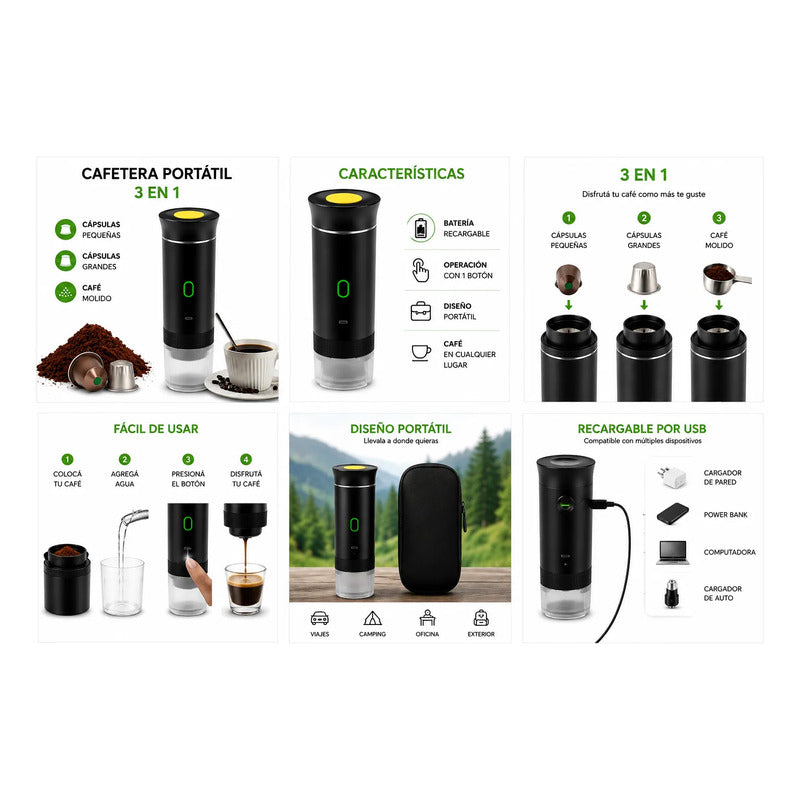 Cafetera Portátil Expresso 3 En 1 Para Casulas Dolce Gusto Negro