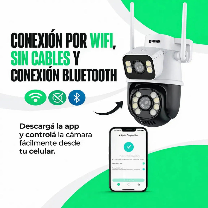 Cámara Ptz Wi-fi Con Doble Lente Y Pantalla 360 5g, Impermeable, 6 Mp, Color Blanco
